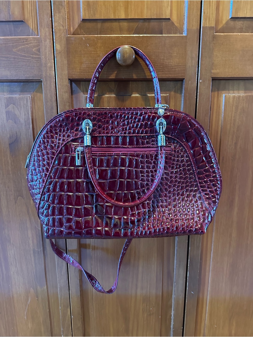 Maroon alligator genuine leather purse